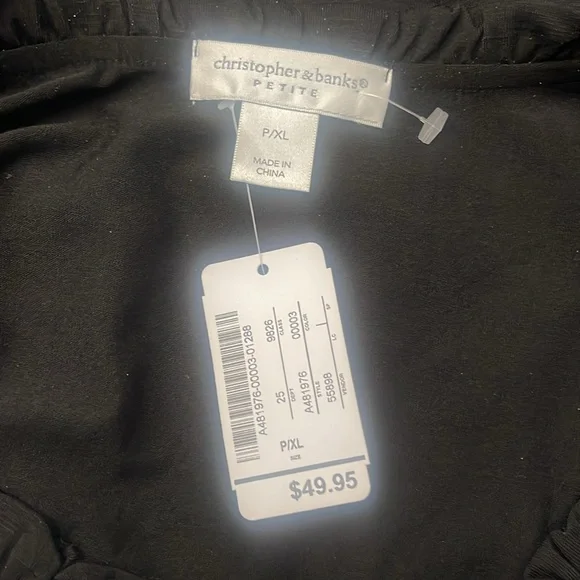 Christopher & Banks Black Boho Blouse Tee Women's Petite - Picture 4 of 4